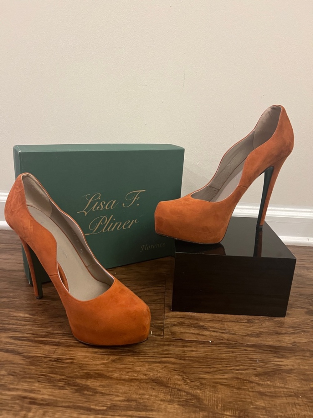 Donald J. Pliner Brown Suede Platform Pumps